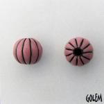 Melon bead - Pink stripes on dark