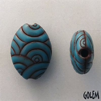 Carribean Rainbows, stoneware almond bead size M