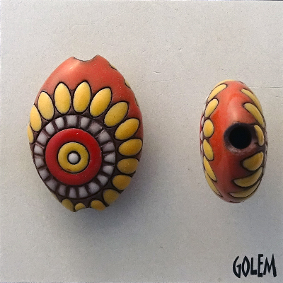Dragon Eye, terracotta almond bead size M
