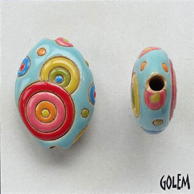 Circles, stoneware almond bead size M