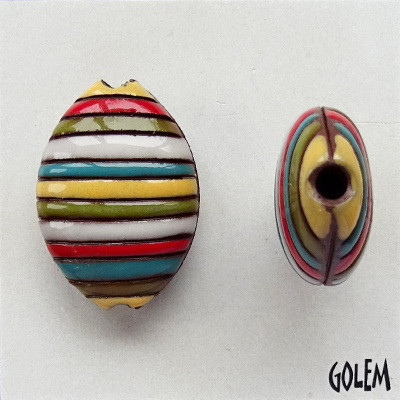 Funky Stripes, Red, Blue, Green,almond bead size M