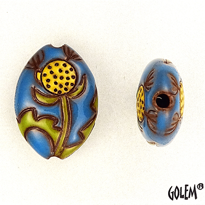 Dandelion on medium blue, almond bead size M