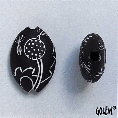 Dandelion, white on dark, almond bead size M