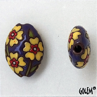 Blooming Hearts on Purple, almond bead size M