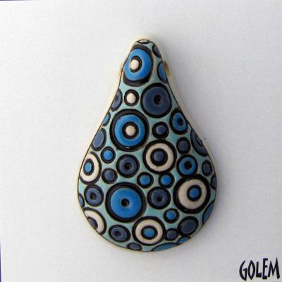drop shape, blue & white bubbles