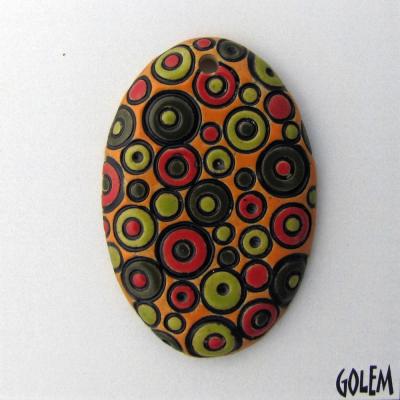 large oval, green/orange bubbles