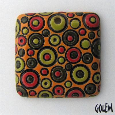 large square, green/orange bubbles