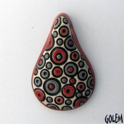 drop shape, grey/red bubbles