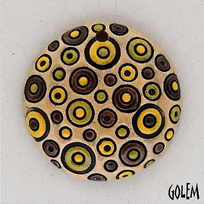 Round domed pendant, cocoa/lime bubbles