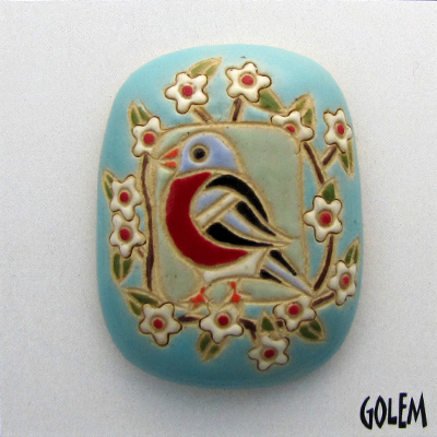 rectangle cabochon, bird