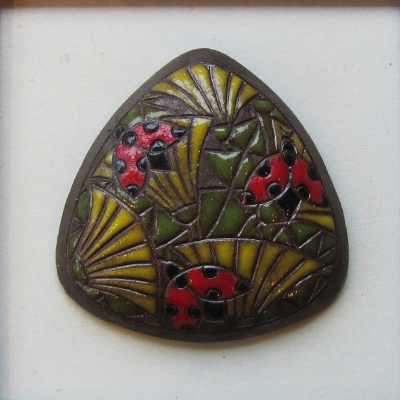 triangle cabochon with ladybugs on dark