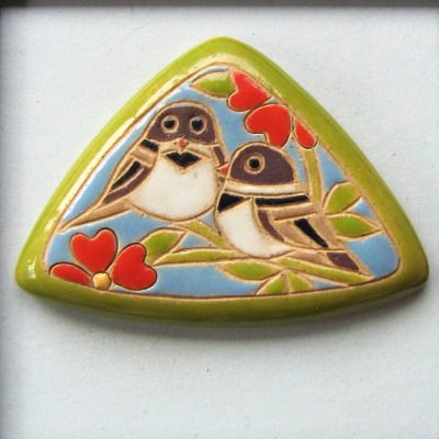 triangle cabochon, sparrows