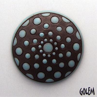 round cabochon,"Big Bang"-blue on black