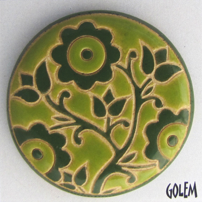 large round cabochon, light & dark green