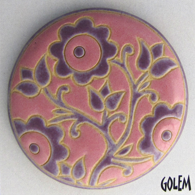 large round cabochon, pink & purple