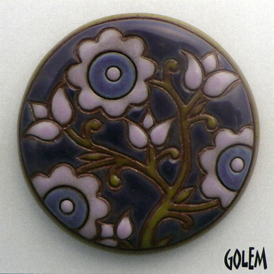 large round cabochon, purple & orkid