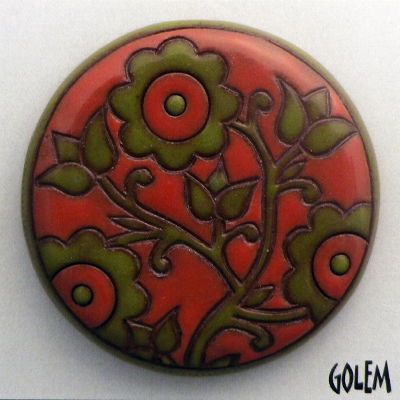 large round cabochon, salsa & lime