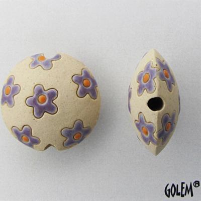 lentil bead, purple flowers