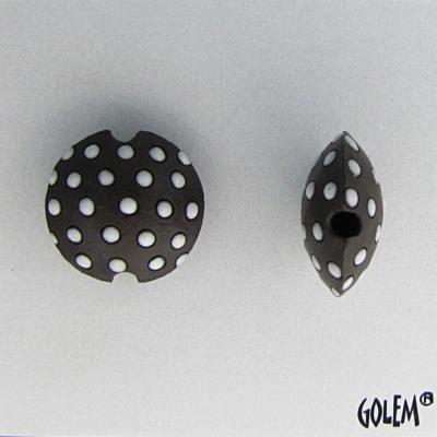 white polka dots on dark, lentil, size S
