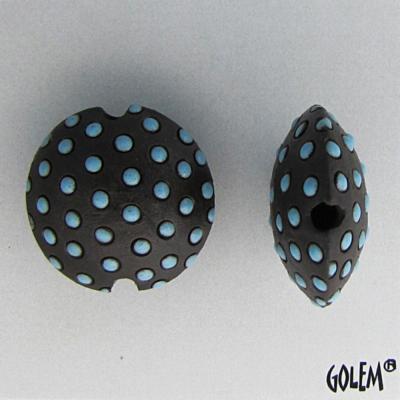 dark lentil, blue polka dots