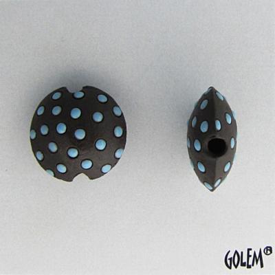 blue polka dots on dark, lentil, size S
