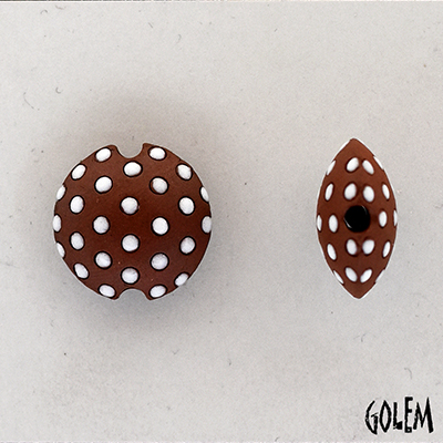 white polka dots on terracotta, lentil, size S