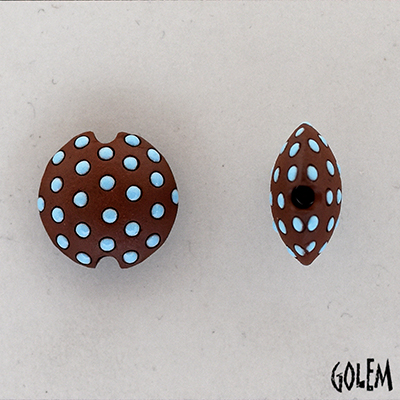 turquoise polka dots on terracotta, lentil, size S