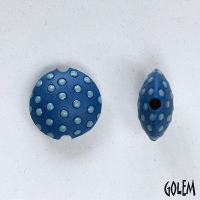 light blue polka dots on deep blue, lentil, size S