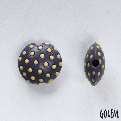 yellow polka dots on lavender, lentil, size S
