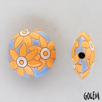 Yellow flowers on blue, lentil Size M