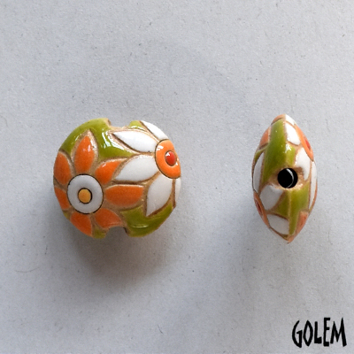 Orange & White flowers flowers on Green, Size S