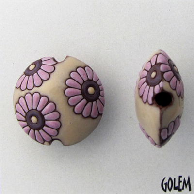 pink daisies on blush - lentil, size M