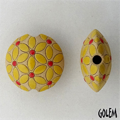 Yellow leaves, red dots lentil, size M