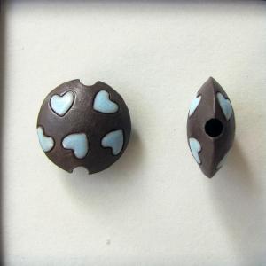 turquoise hearts on dark lentil size S