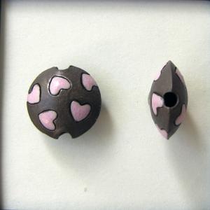 pink hearts, dark lentil size S