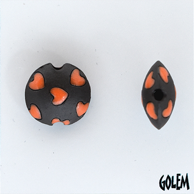 Orange hearts, lentil bead size S