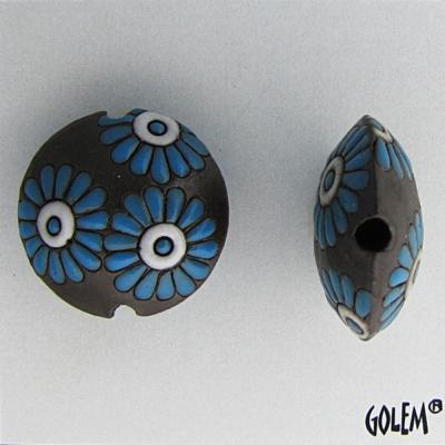 blue daisies on dark lentil, size M 