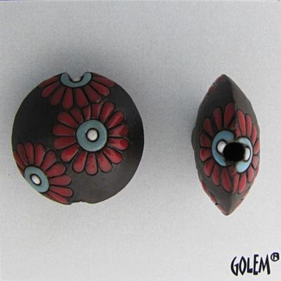 red daisies on dark lentil, size 