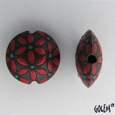 red leaves on dark lentil, size M 