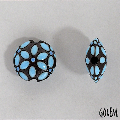 Tree of life, turquoise blue on dark, lentil sizeS
