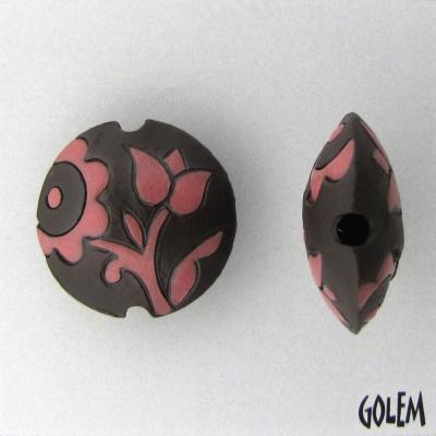 Pink lace, dark lentil bead size M