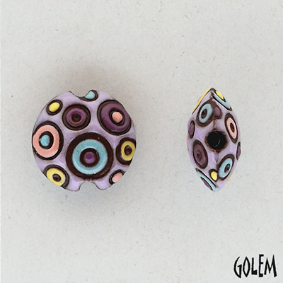 Cool Bubbles, pink/blue/yellow, lentil bead size S