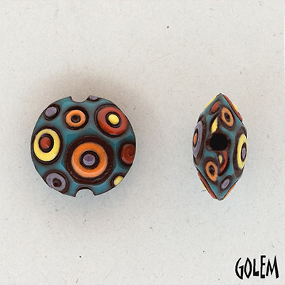 Cool Bubbles, light blue/coral, lentil bead size S