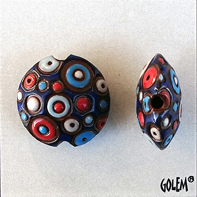 Cool Bubbles, deep blue/coral/white, lentil size M