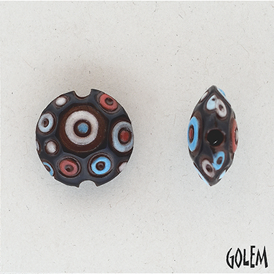 Cool Bubbles, deep blue/coral/white, lentil size S