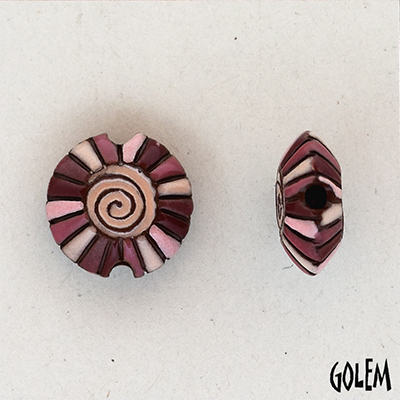 Rainbow Spiral, pink & wine, Lentil bead Size S