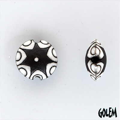 Sun design, white on dark, lentil bead size S