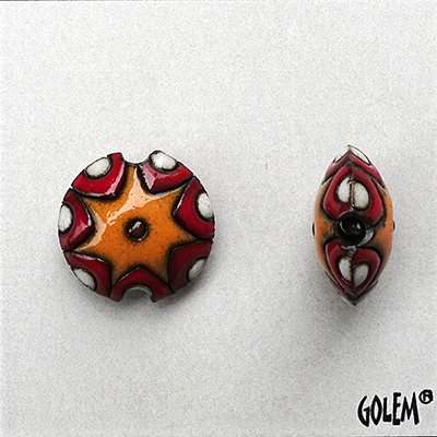 Sun design - orange & red, lentil size S