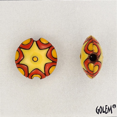 Sun design - yellow, coral, lentil size S