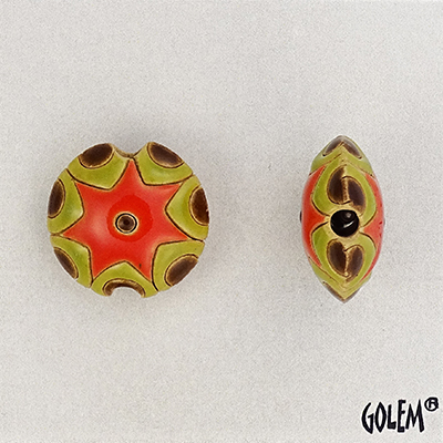 Sun design - red & green, lentil size S